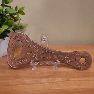 VINTAGE Extra Large Unique Bottle Opener Multi Language 'Here's To You'